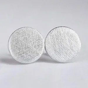 10mm Brushed Aluminum Stud Earrings - Titanium