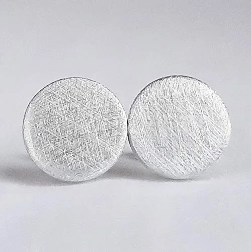 10mm Brushed Aluminum Stud Earrings - Titanium