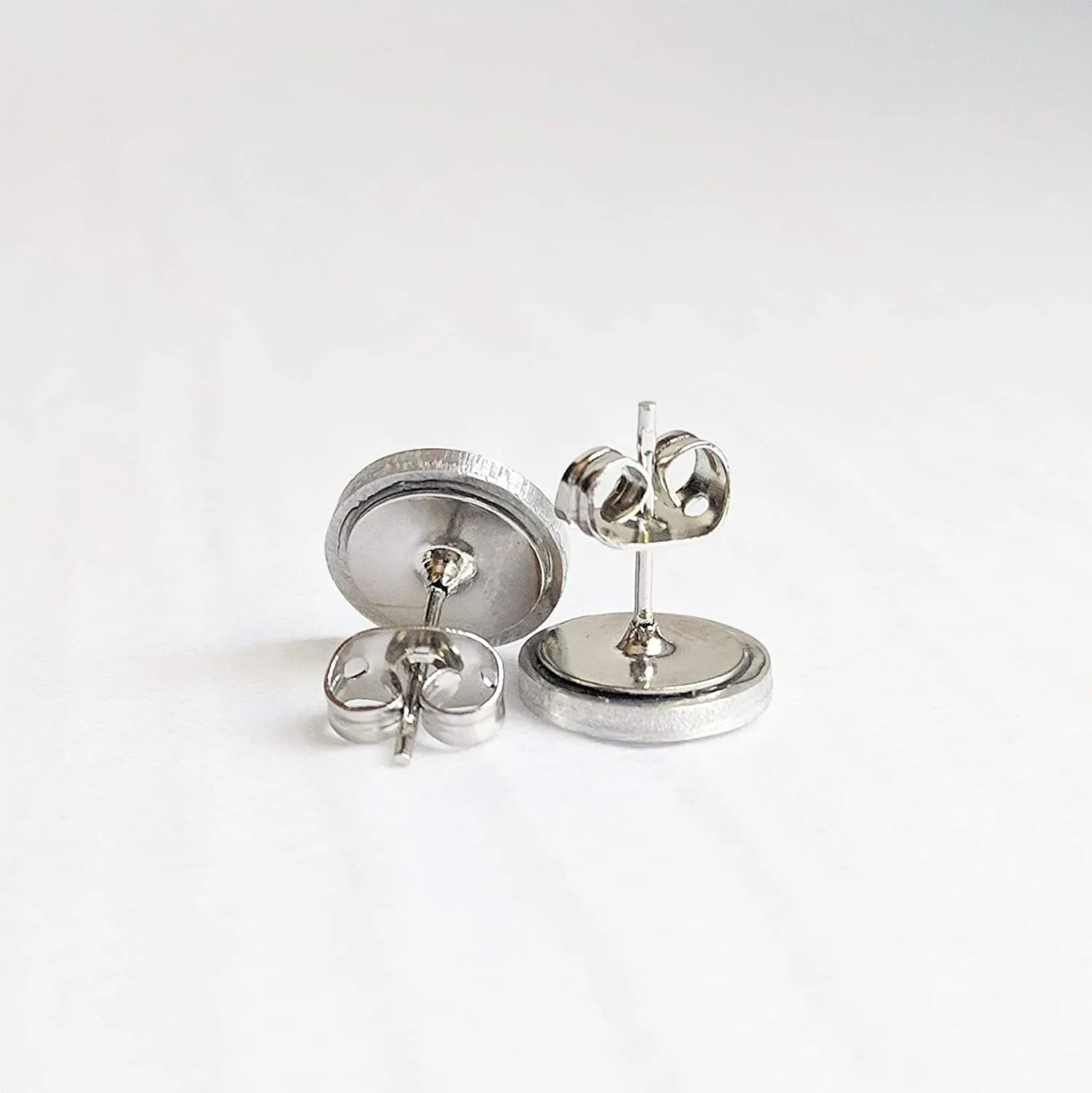 10mm Brushed Aluminum Stud Earrings - Titanium