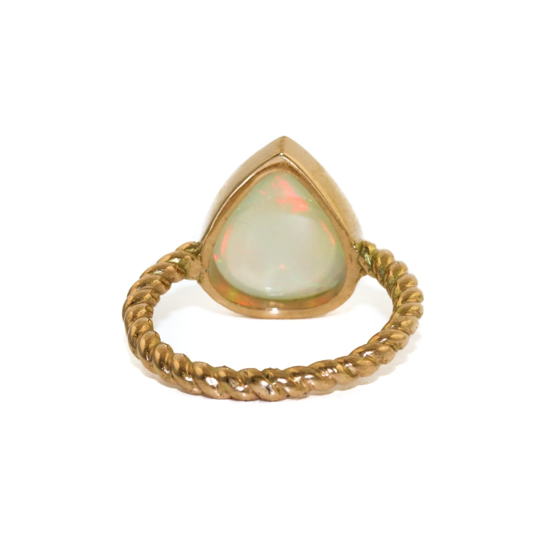 14 KT Gold x Teardrop Welo Opal Rope-Band Ring