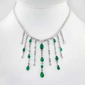 14.60 / 14.25 cts Emerald With Diamond Necklace