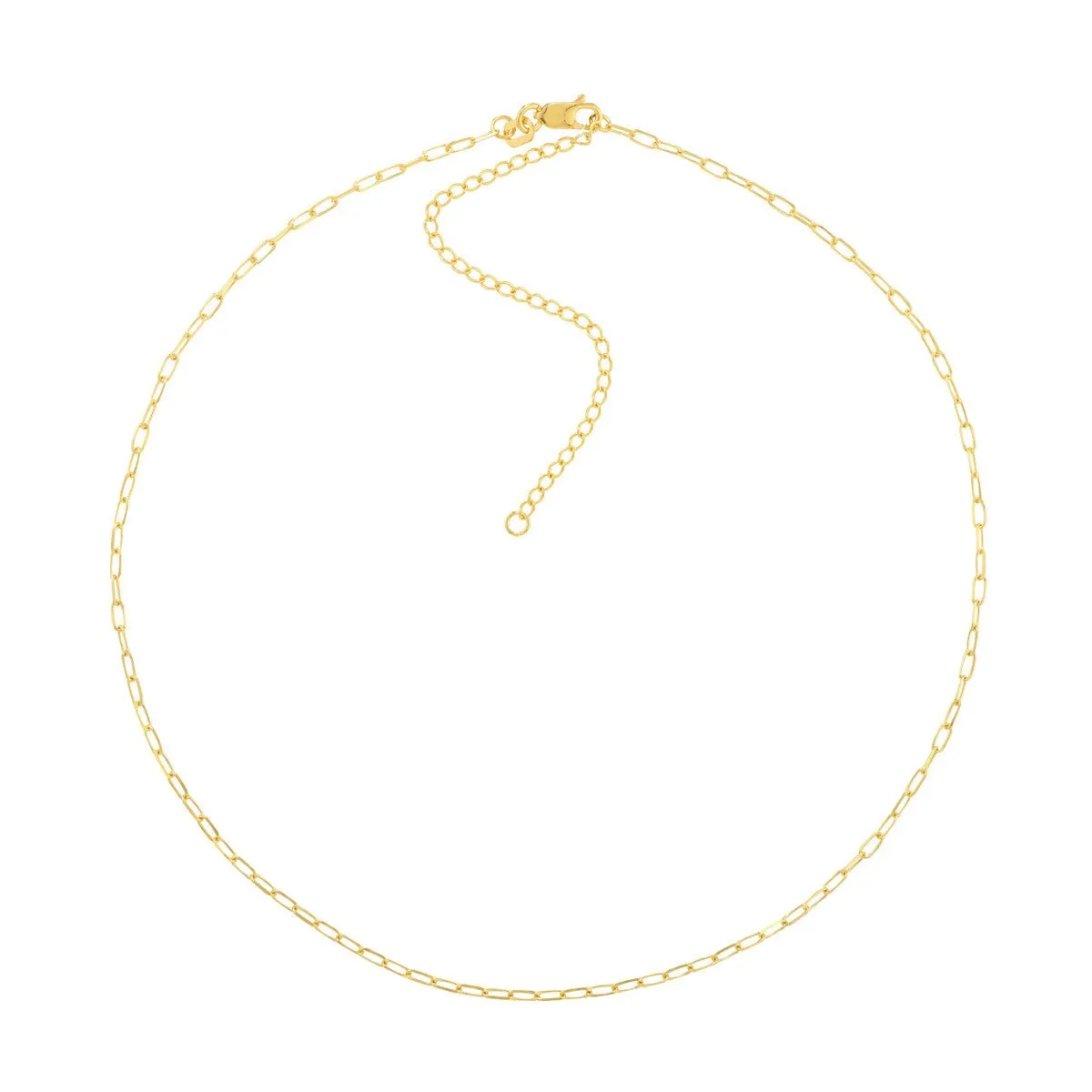 14K Gold 1.70mm Paperclip Choker Chain