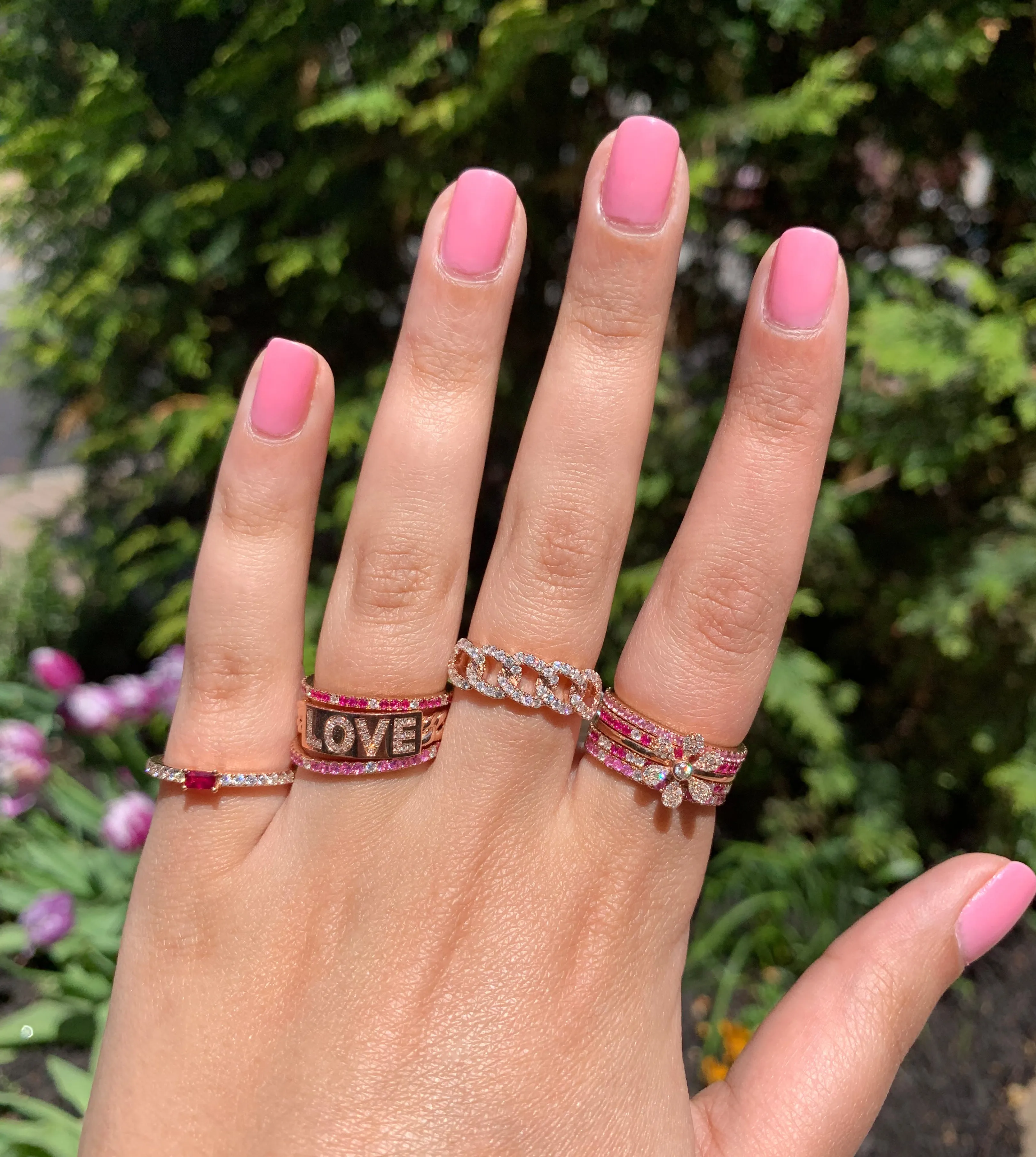 14k Gold Diamond & Ruby Eternity Ring