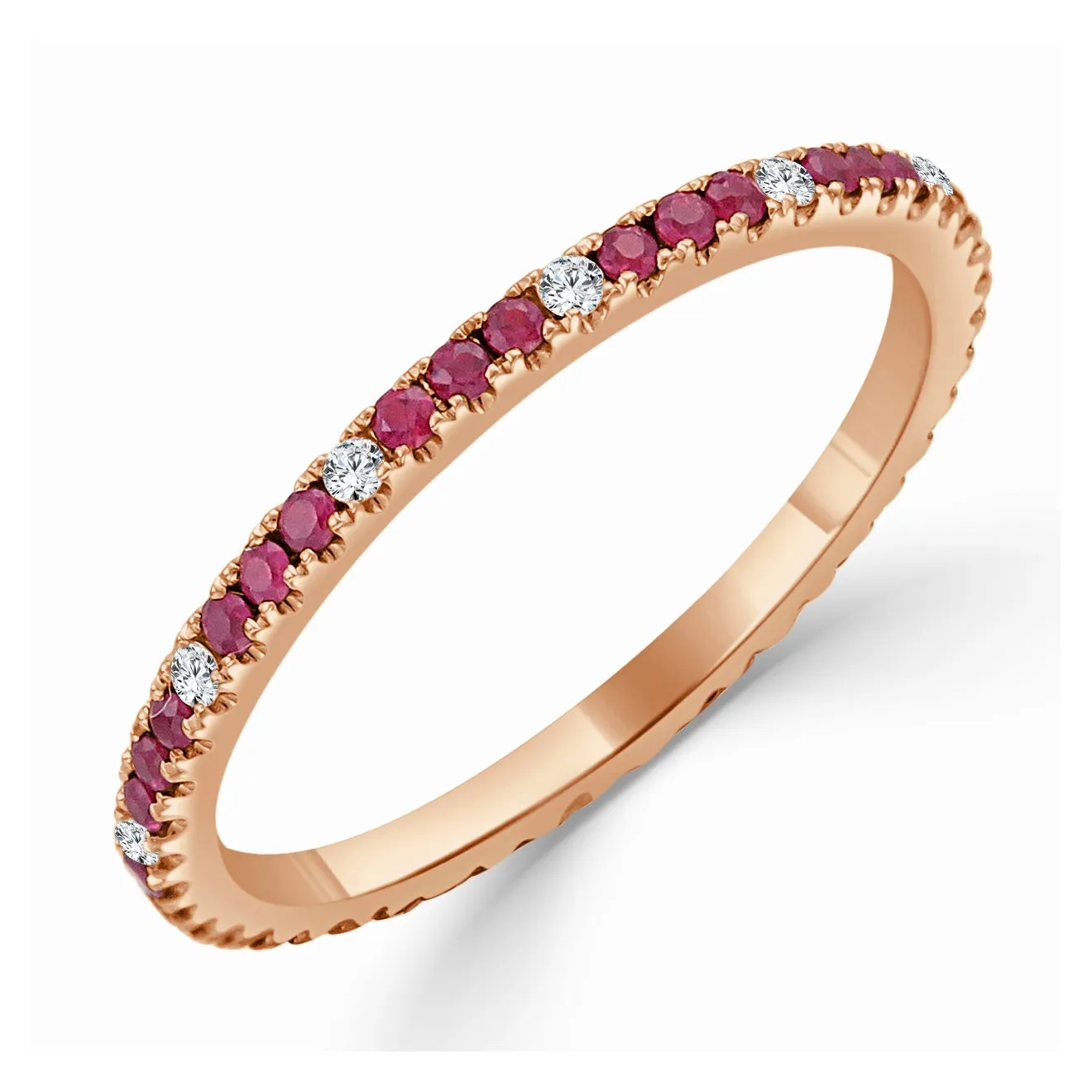14k Gold Diamond & Ruby Eternity Ring