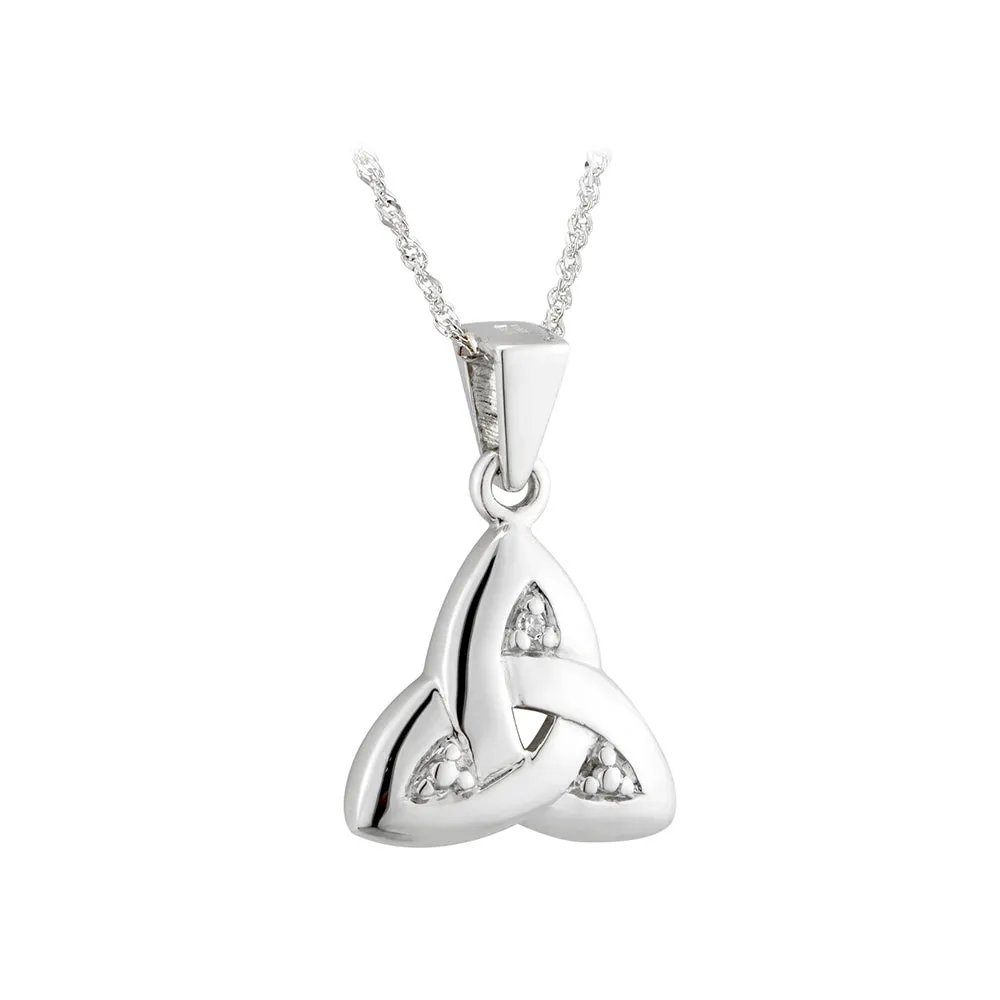 14k White Gold Diamond Trinity Knot Pendant