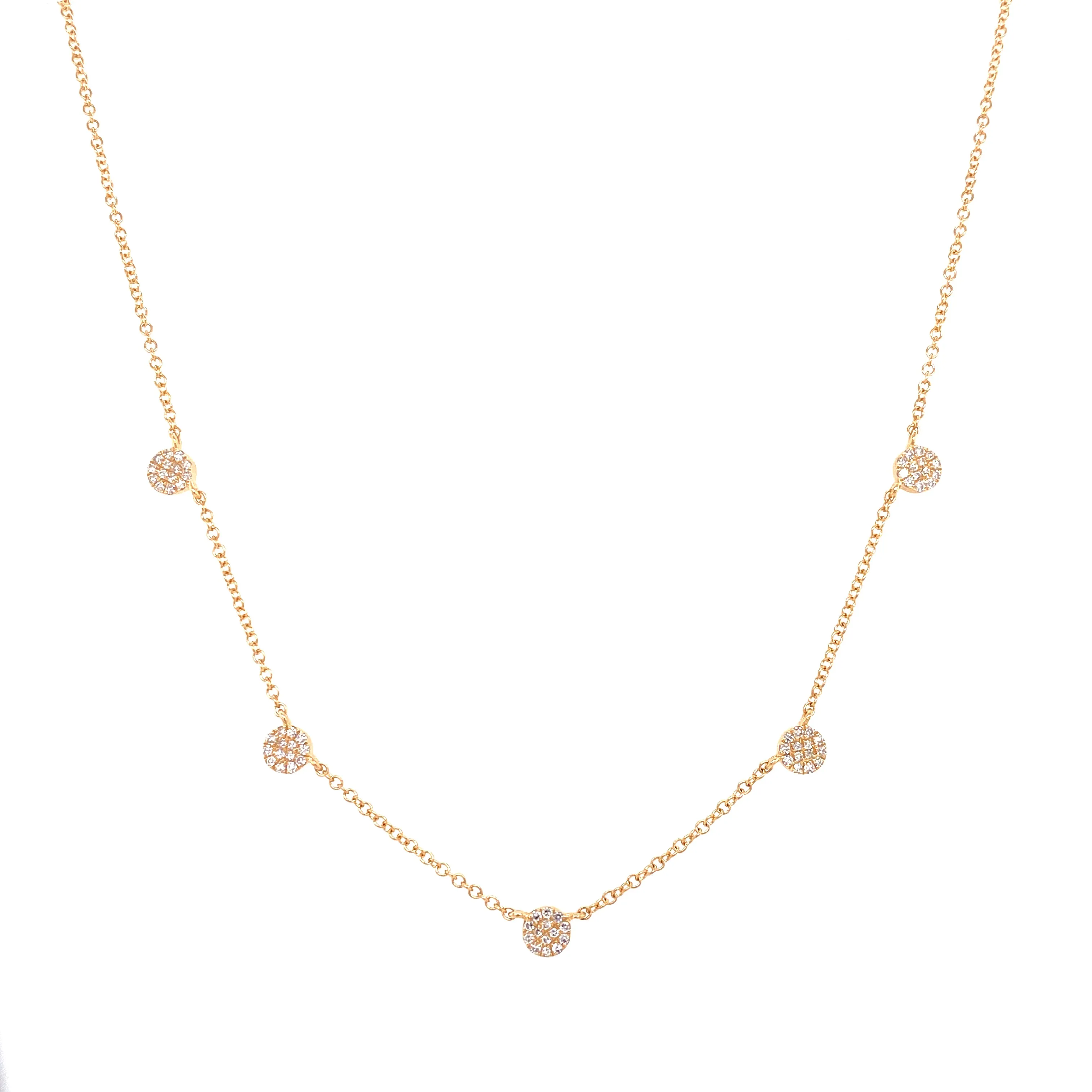 14K Yellow Gold Diamond Mini Disc By The Yard Necklace
