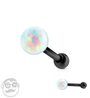 16G Black Opalite Tragus - Cartilage Barbell