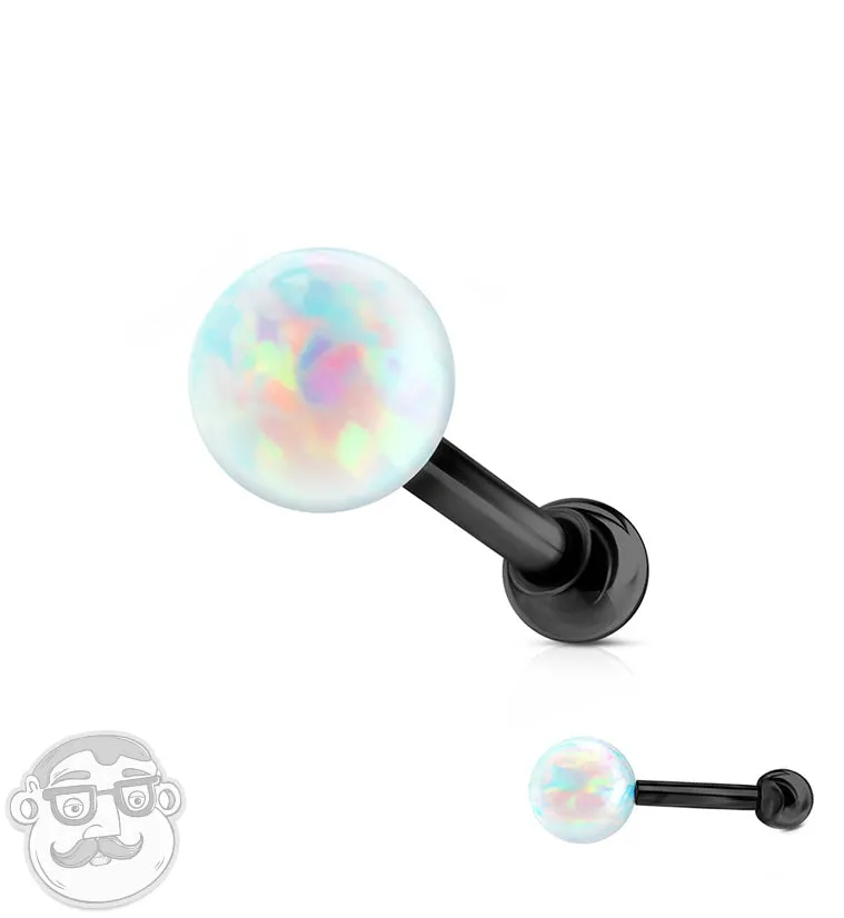 16G Black Opalite Tragus - Cartilage Barbell