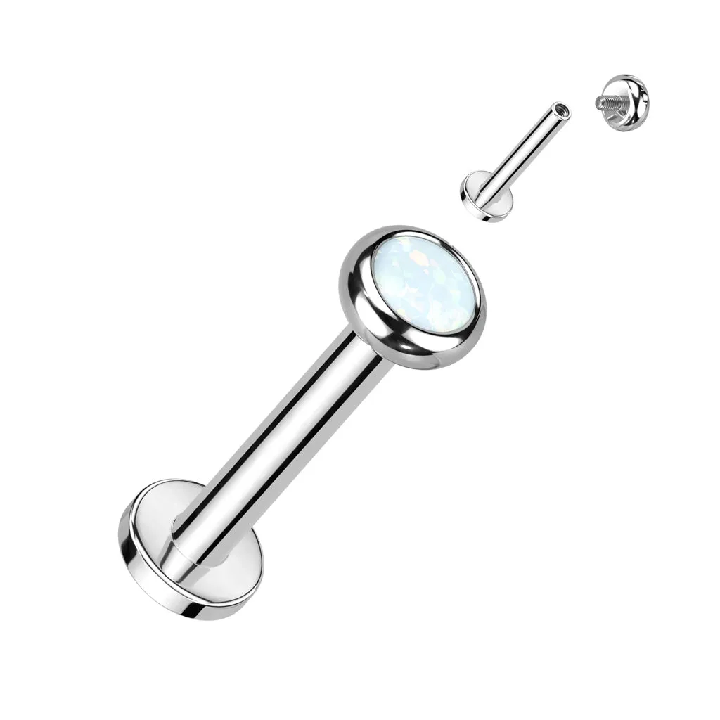 16g Solid Titanium Opal Earring. Tragus and Cartilage Jewellery.