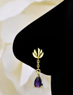 18k Gold Dangle Nose Ring Studs – Nose Chain Piercing Jewelry