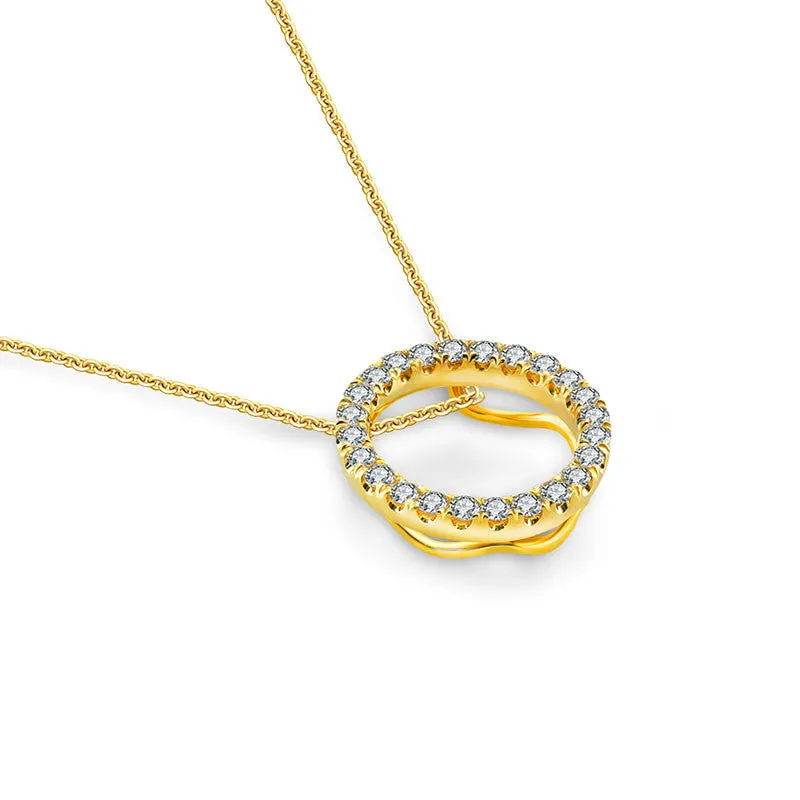 18k Gold Hollow Round Shape Diamond Necklace