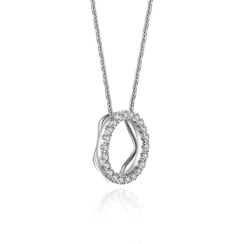 18k Gold Hollow Round Shape Diamond Necklace