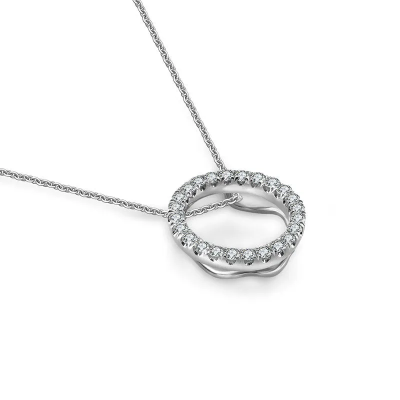 18k Gold Hollow Round Shape Diamond Necklace