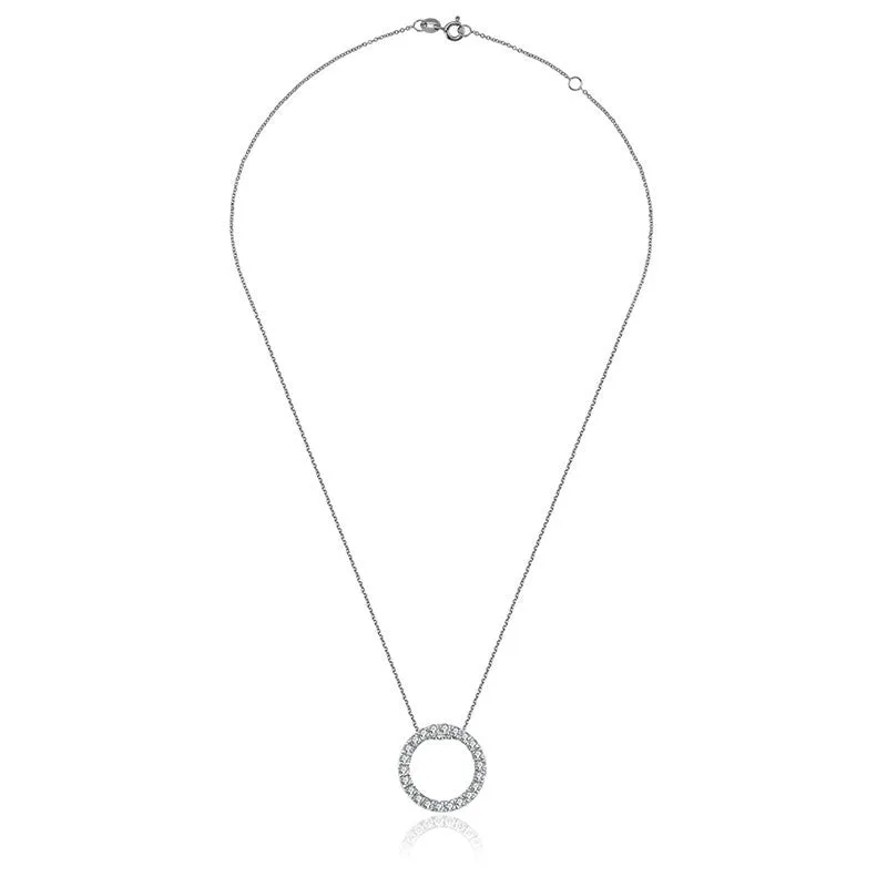 18k Gold Hollow Round Shape Diamond Necklace
