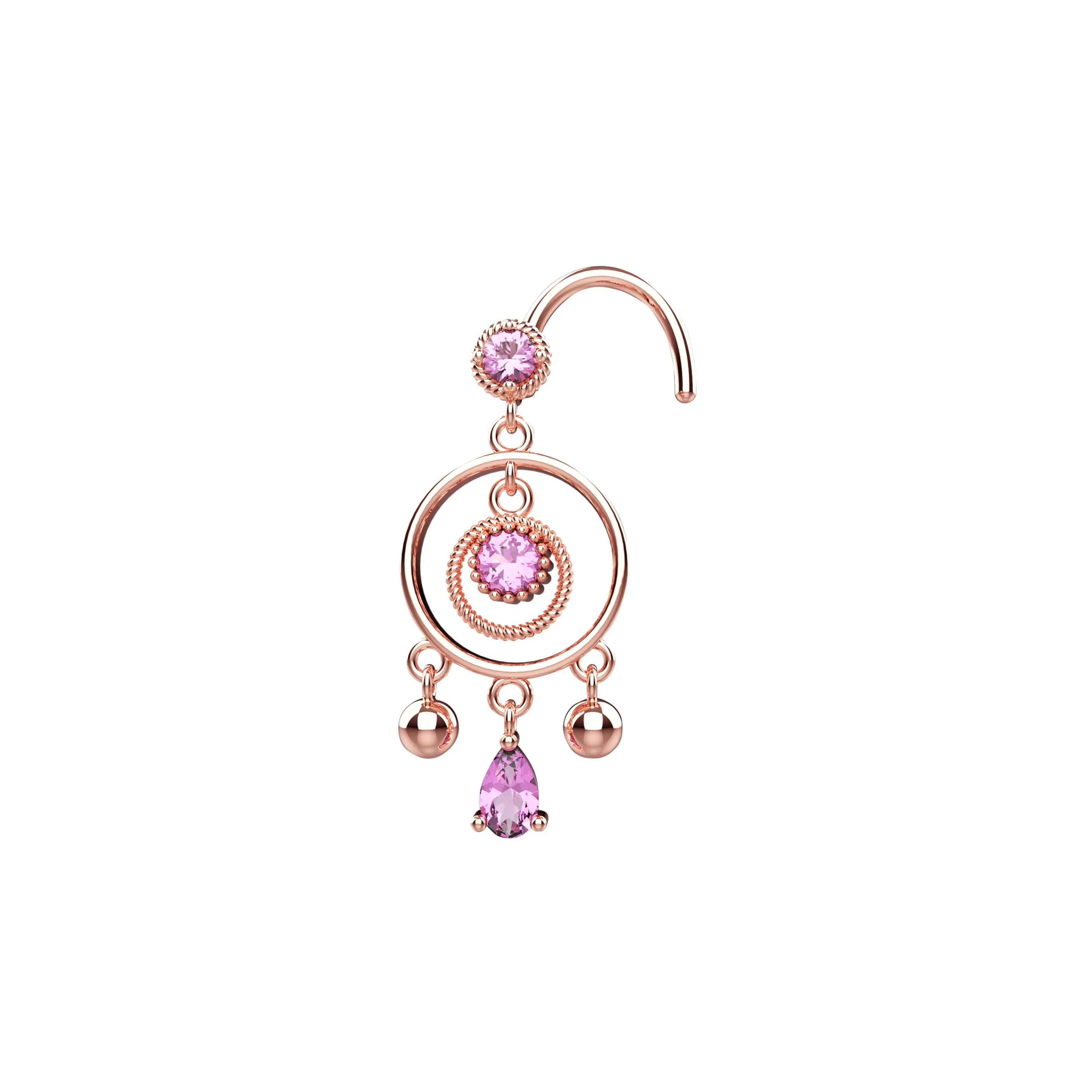 20 Gauge Dangle Nose Ring Piercing – Gold or Silver Nose Jewelry