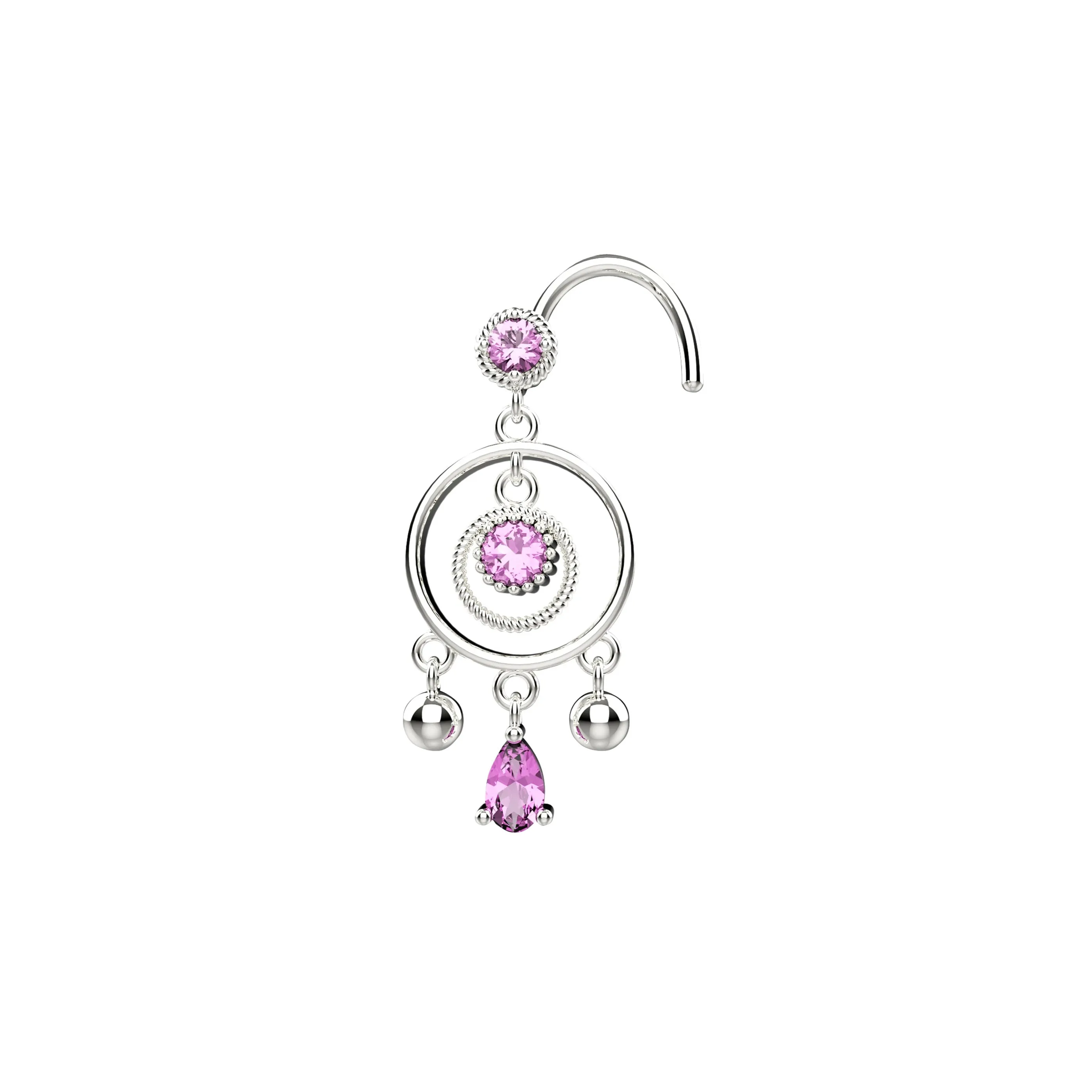 20 Gauge Dangle Nose Ring Piercing – Gold or Silver Nose Jewelry