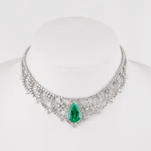 20.40 / 24.51 cts Colombian Emerald with Diamond Necklace (ENQUIRE)