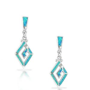 925 Sterling Silver Blue Turquoise-Tone Simulated Opal Whirlpool Drop Dangle Earrings