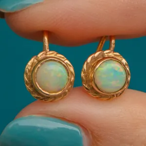Antique 9ct Gold Opal Earrings