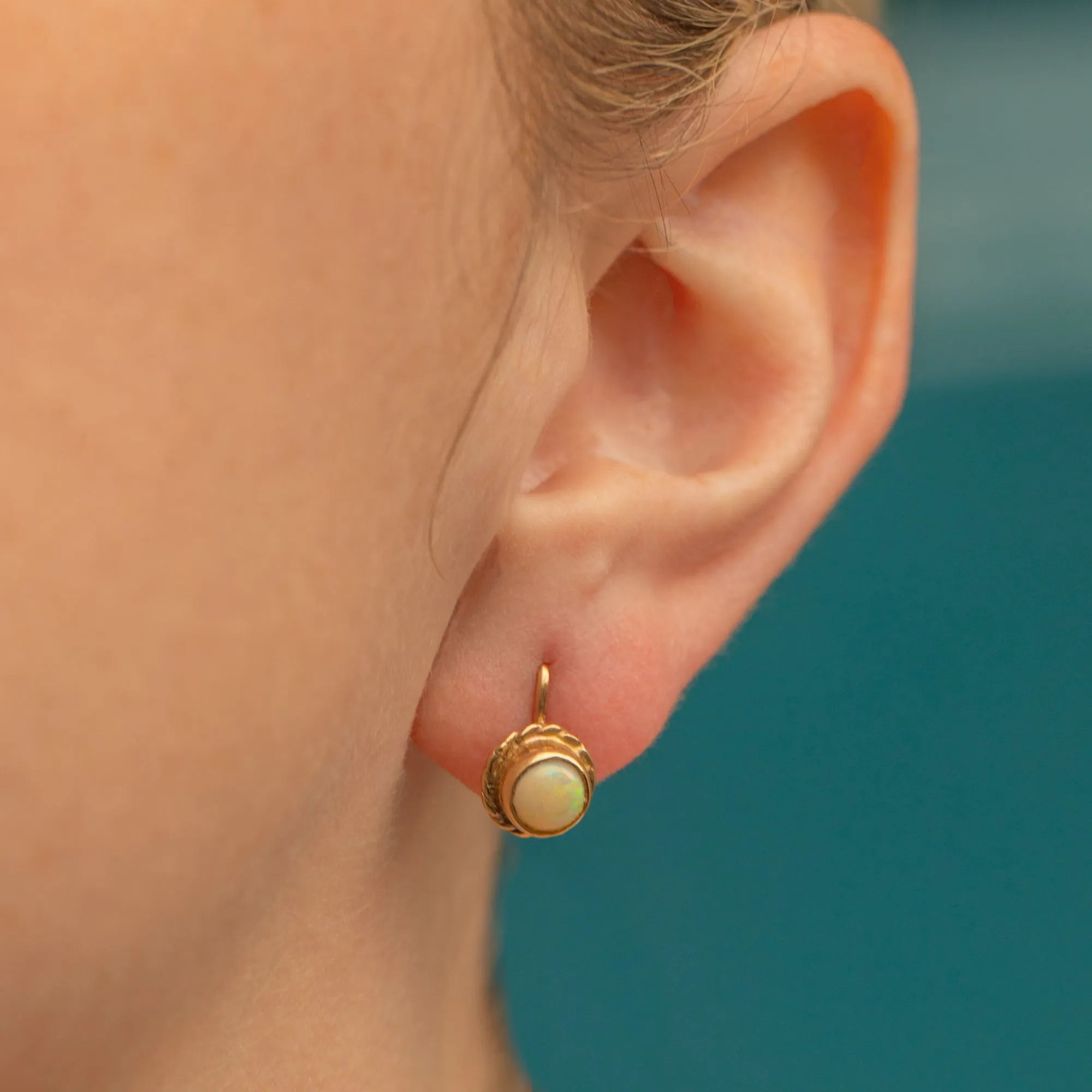 Antique 9ct Gold Opal Earrings