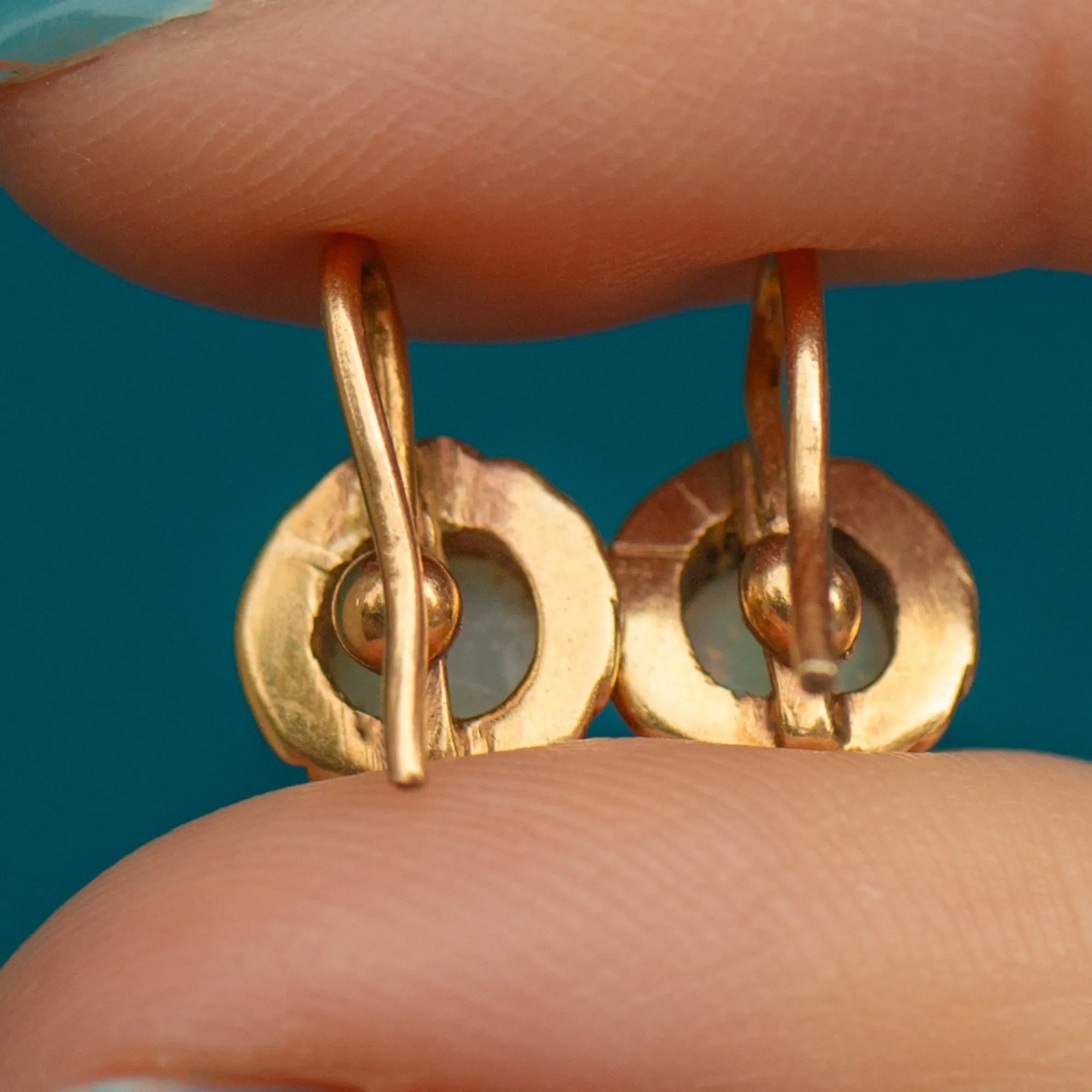 Antique 9ct Gold Opal Earrings