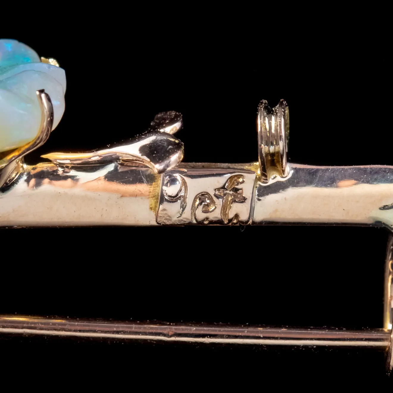 Antique Victorian Opal Ruby Flower Brooch 9ct Gold Circa 1900 Boxed