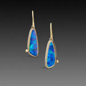 Australian Opal Earrings with Diamonds