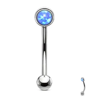 Blue Opal Flat Back Curved Barbell