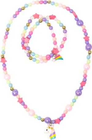 Cheerful Starry Unicorn 2 Piece Bracelet/Necklace Set