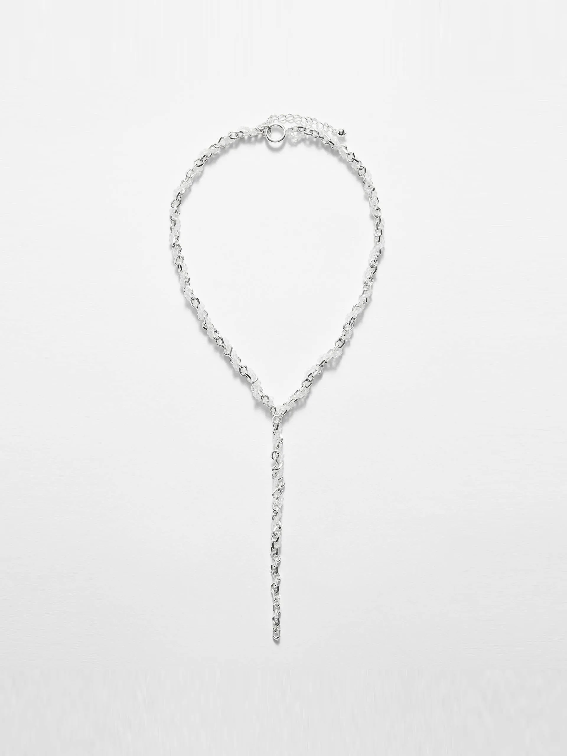 Crystal-beaded chain necklace