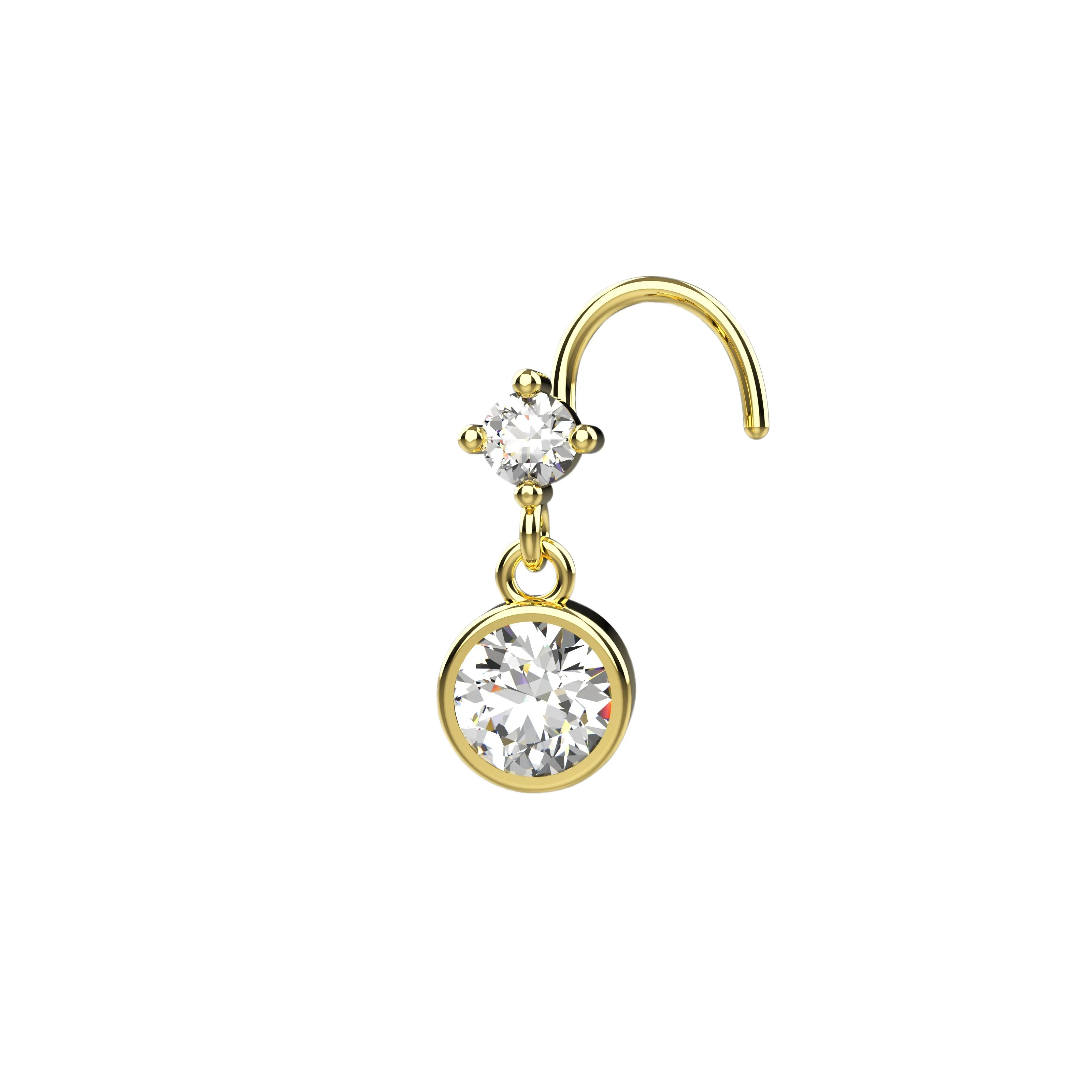 Dangle Nose Ring & Gold-Filled Nose Stud – 20 Gauge Piercing