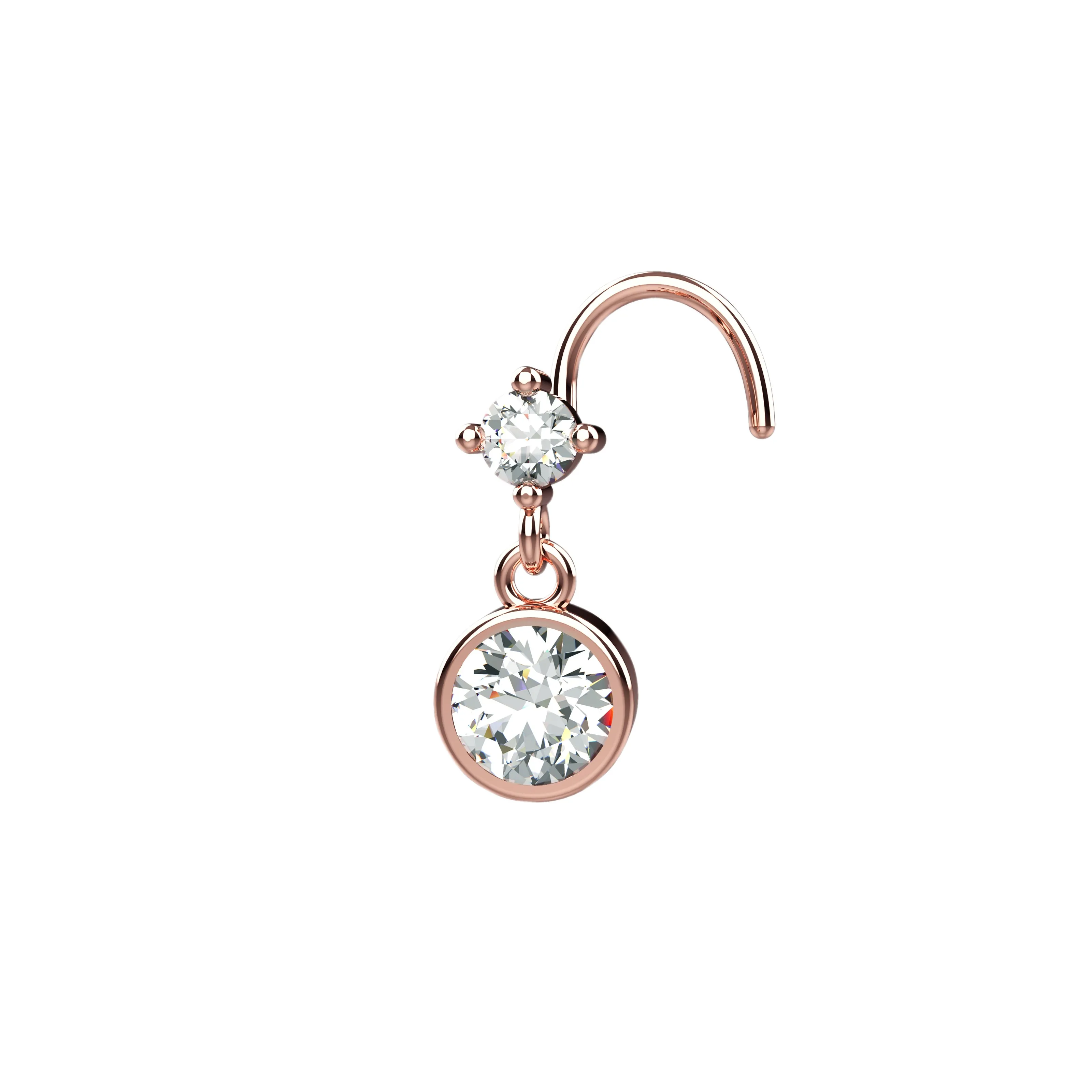 Dangle Nose Ring & Gold-Filled Nose Stud – 20 Gauge Piercing