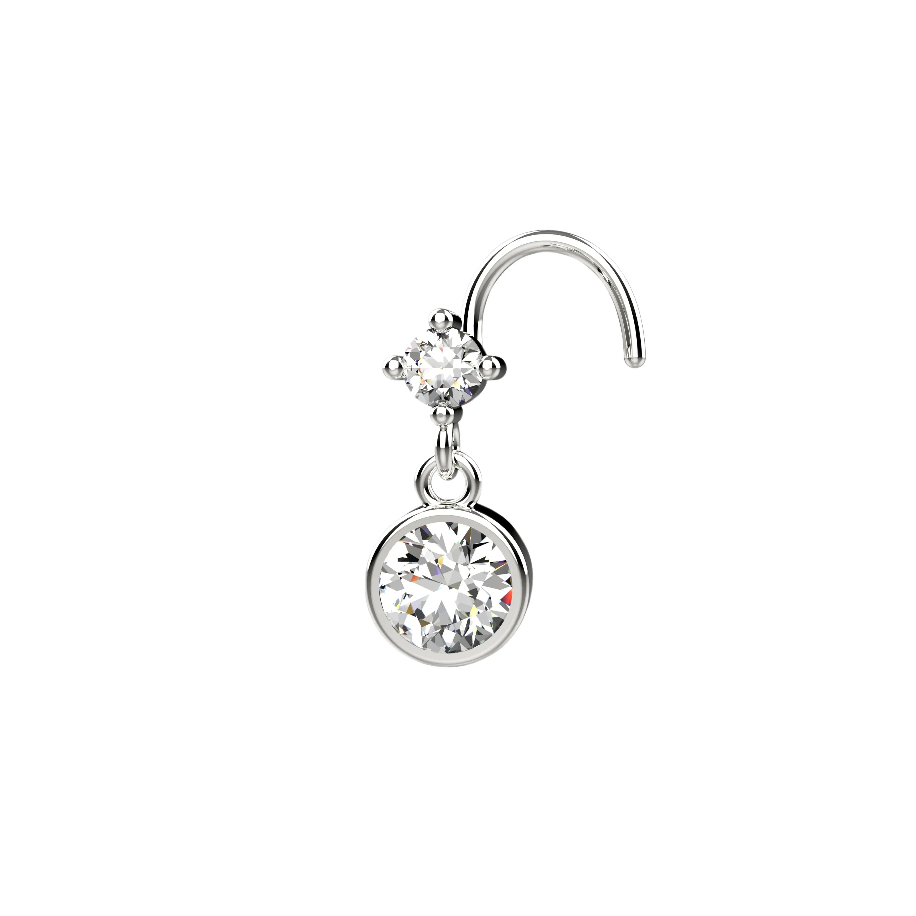 Dangle Nose Ring & Gold-Filled Nose Stud – 20 Gauge Piercing