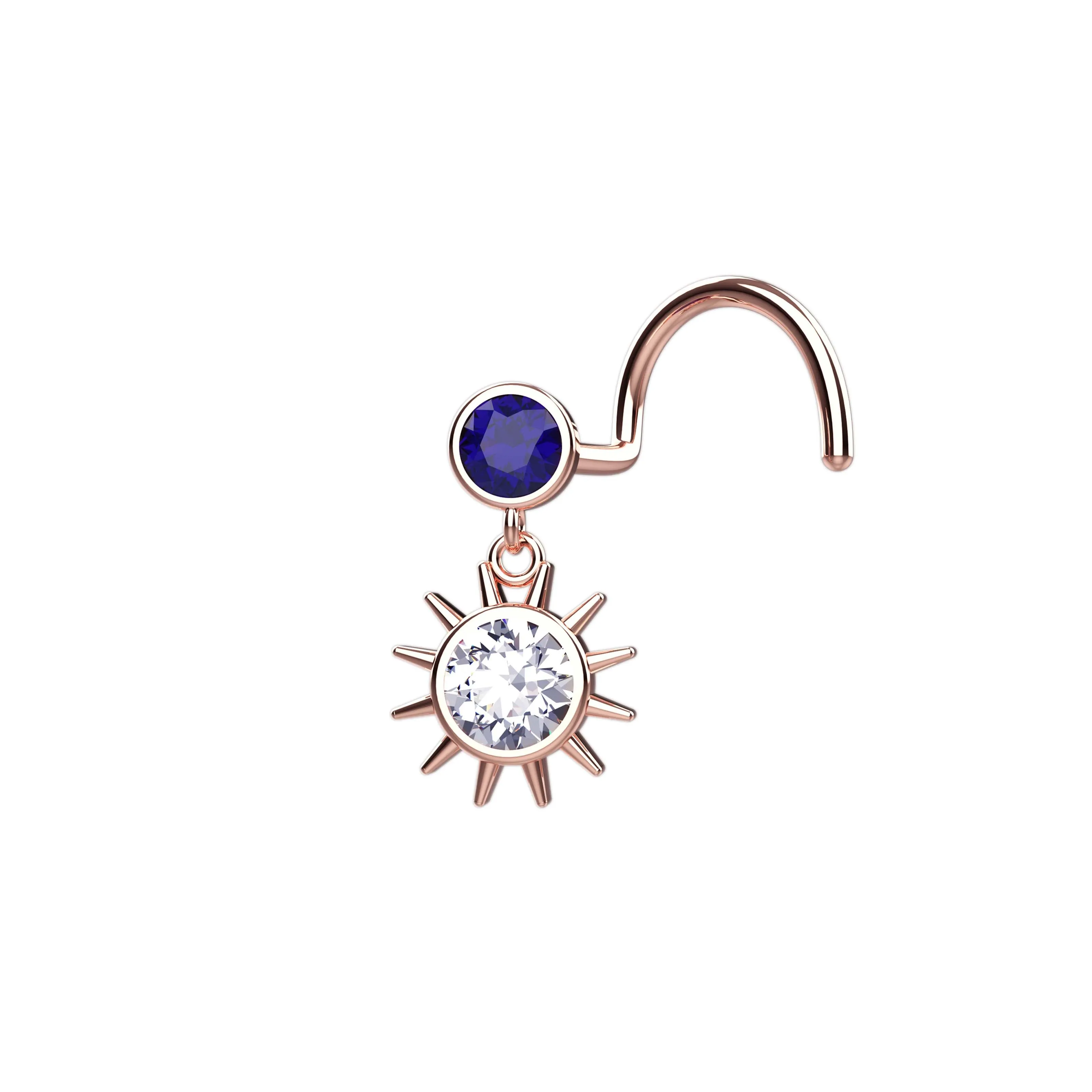 Dangle Nose Ring & Gold Sun Nose Stud Jewelry