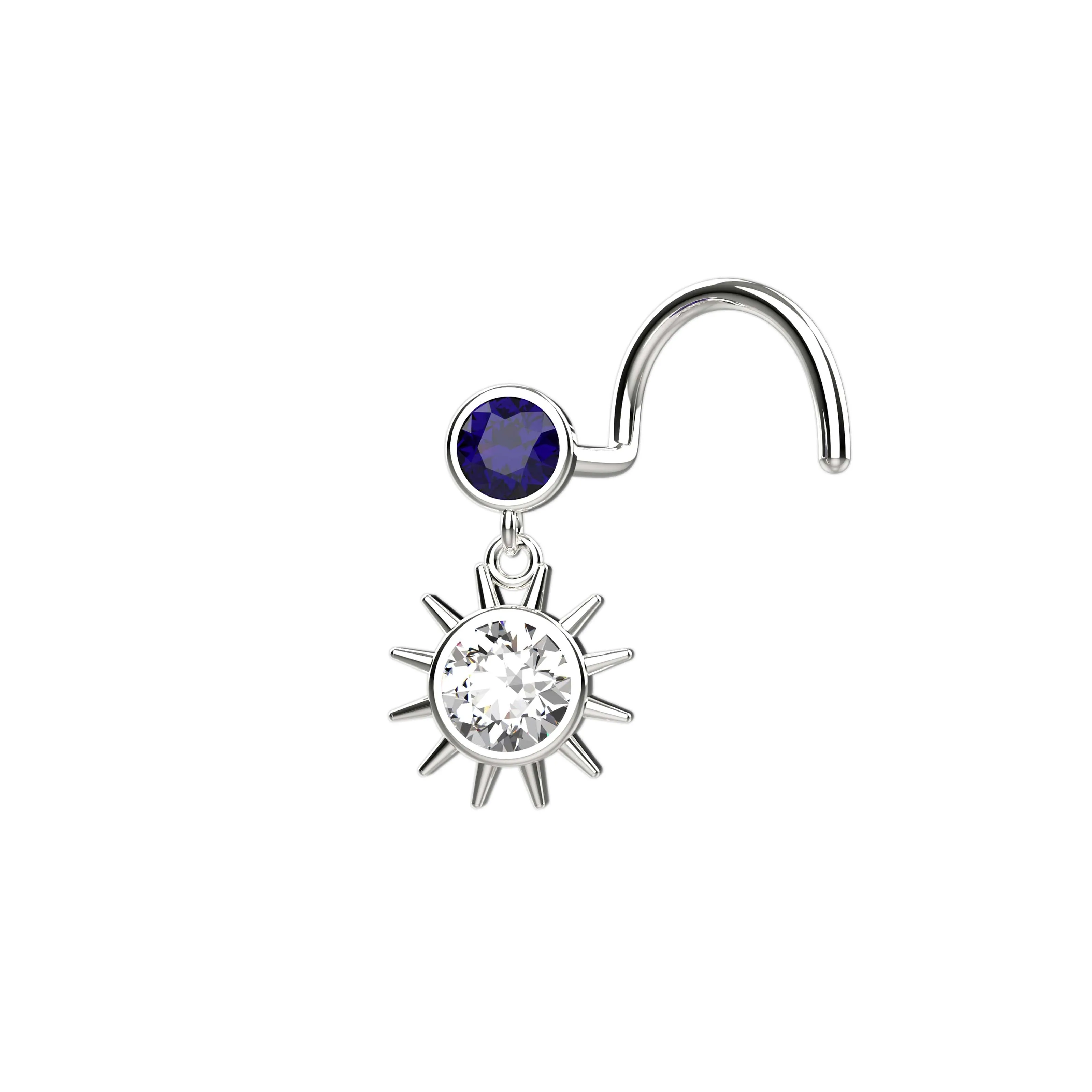 Dangle Nose Ring & Gold Sun Nose Stud Jewelry