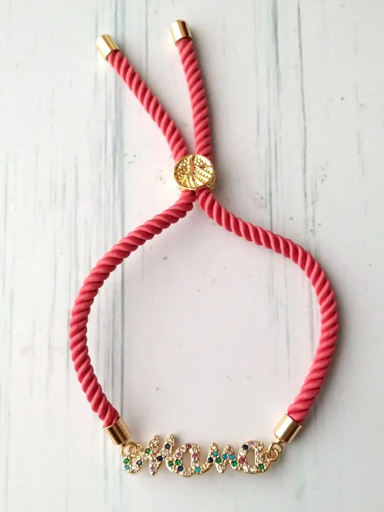 Dani Jeweled Mama Corded Slider Bracelet