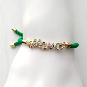 Dani Jeweled Mama Corded Slider Bracelet