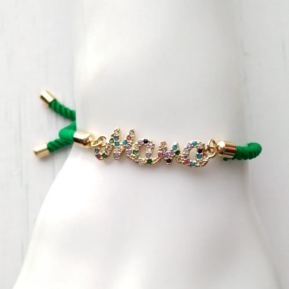 Dani Jeweled Mama Corded Slider Bracelet