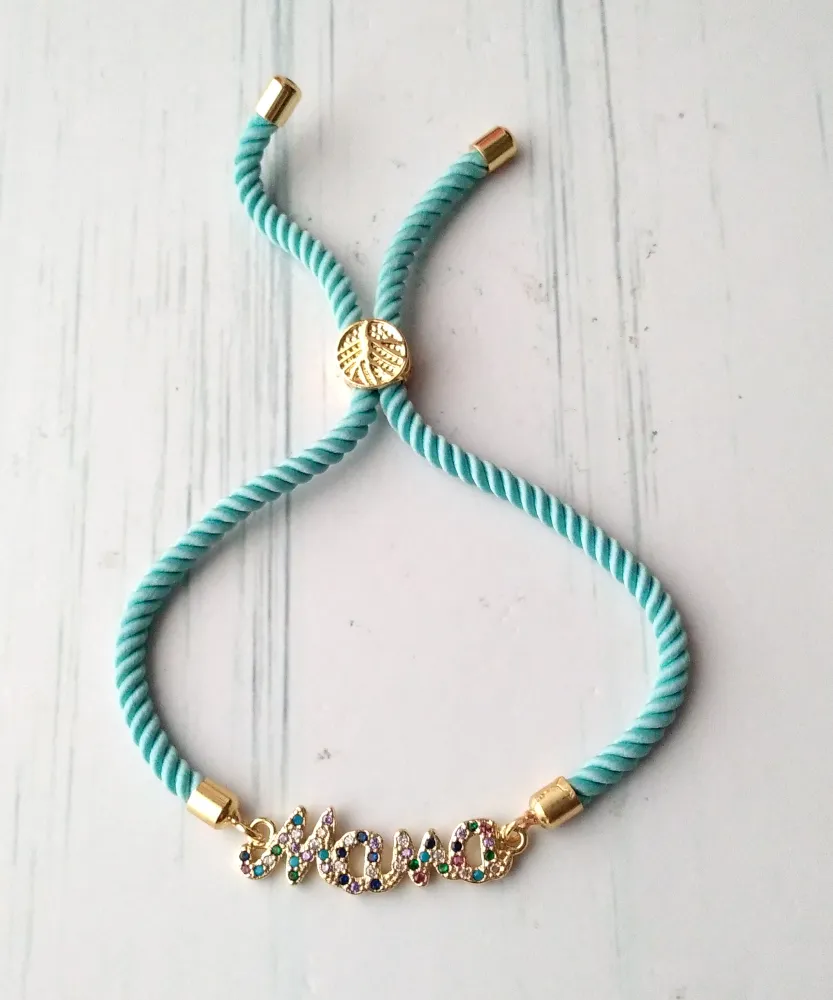 Dani Jeweled Mama Corded Slider Bracelet