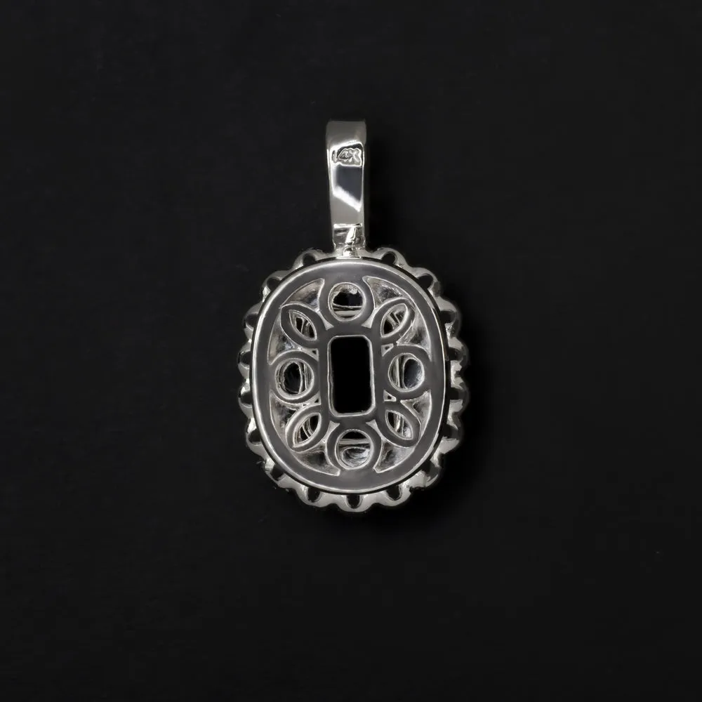 DIAMOND SEMI MOUNT PENDANT SETTING RADIANT EMERALD CUT SCALLOPED HALO NECKLACE