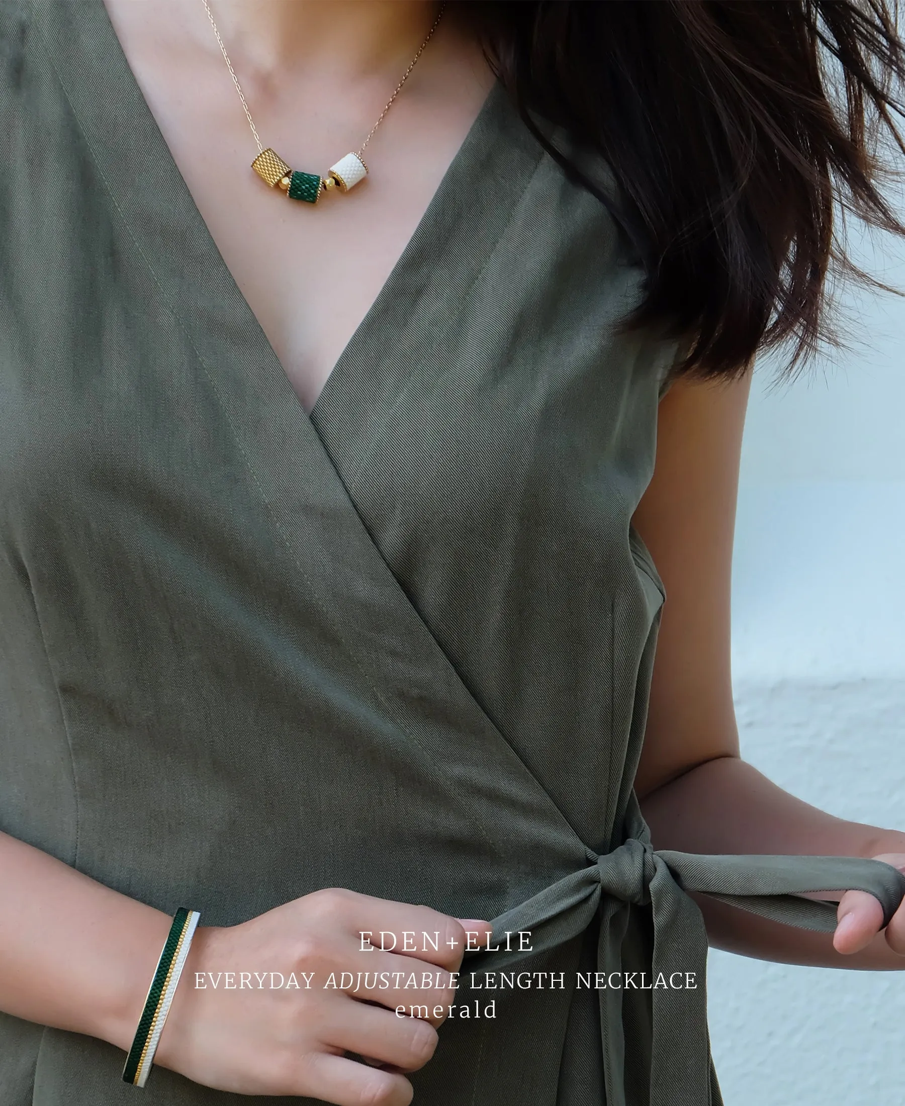 EDEN   ELIE Everyday Adjustable Length Necklace - bark brown