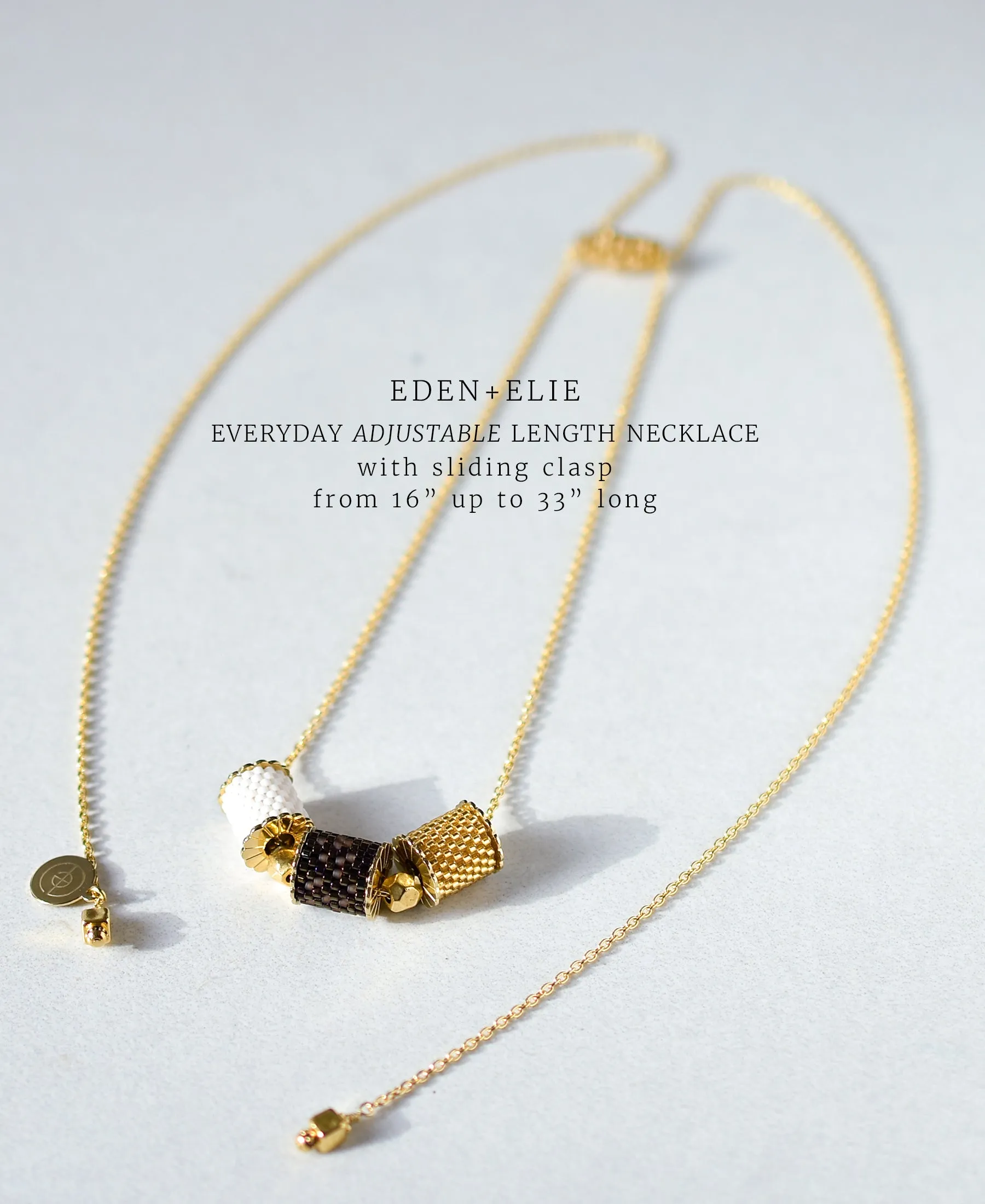 EDEN   ELIE Everyday Adjustable Length Necklace - bark brown