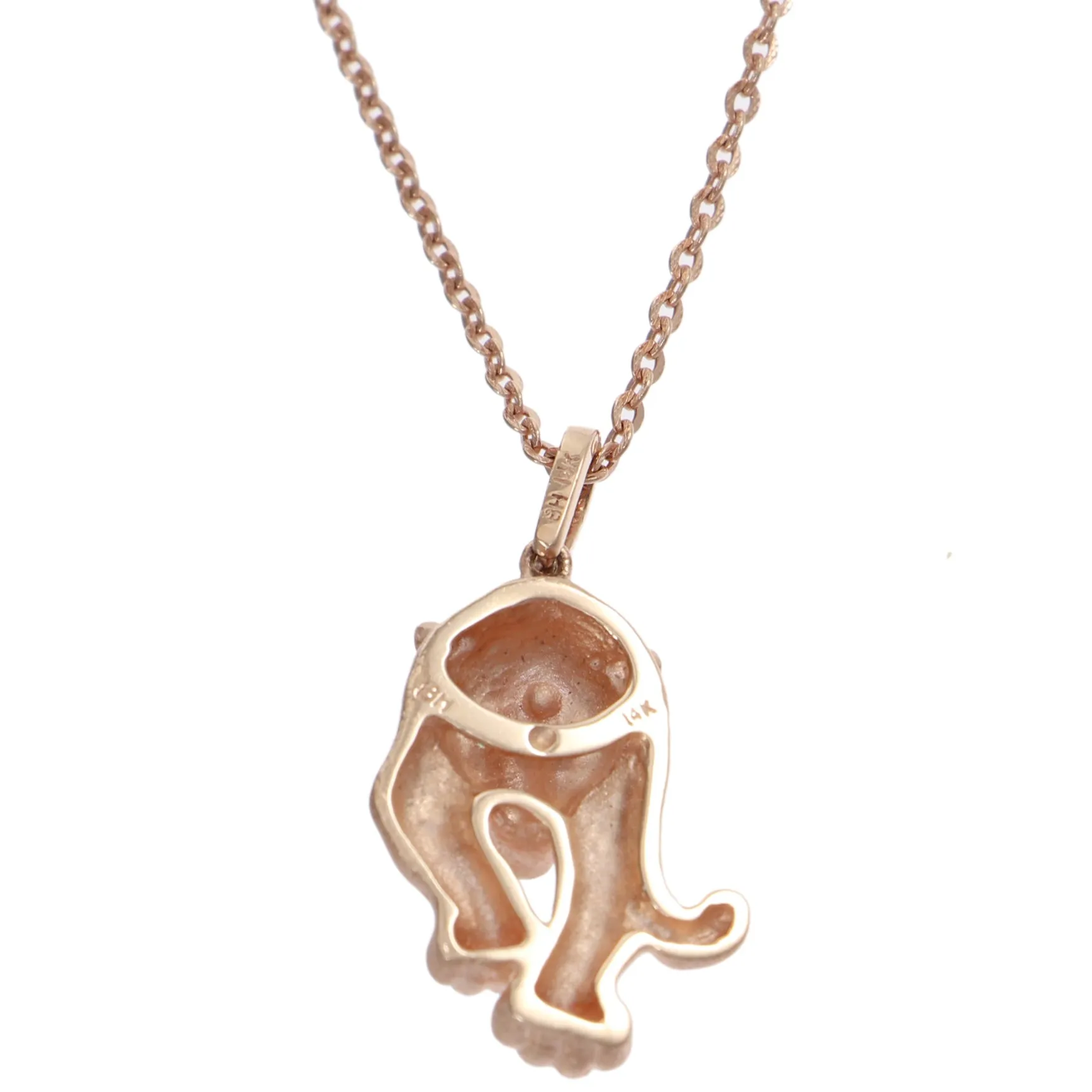 Effy Panther Emerald Diamond Pendant Necklace Solid 14k Rose Gold 8.2g