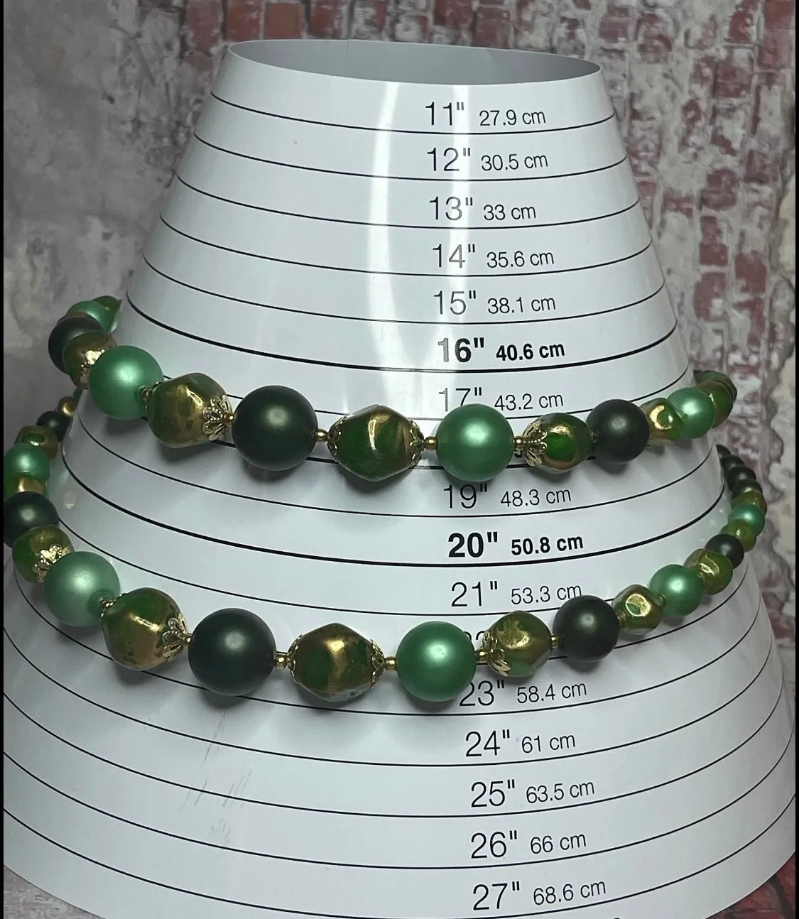 Emerald Green Graduated Multi Strand Beaded Necklace