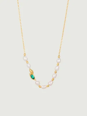 Emerald Pearl Beaded Necklace