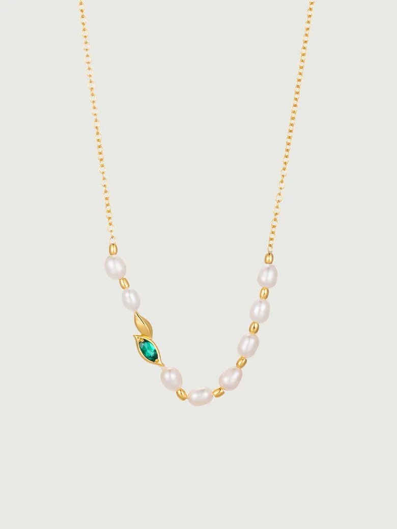 Emerald Pearl Beaded Necklace
