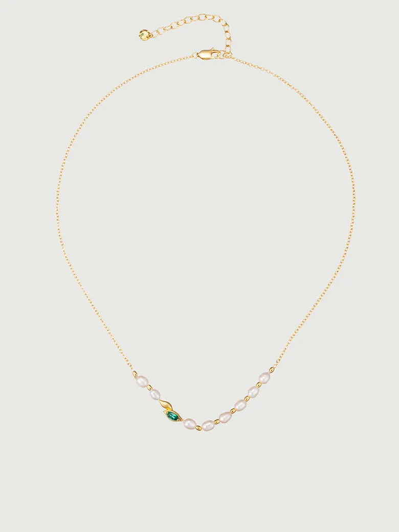 Emerald Pearl Beaded Necklace