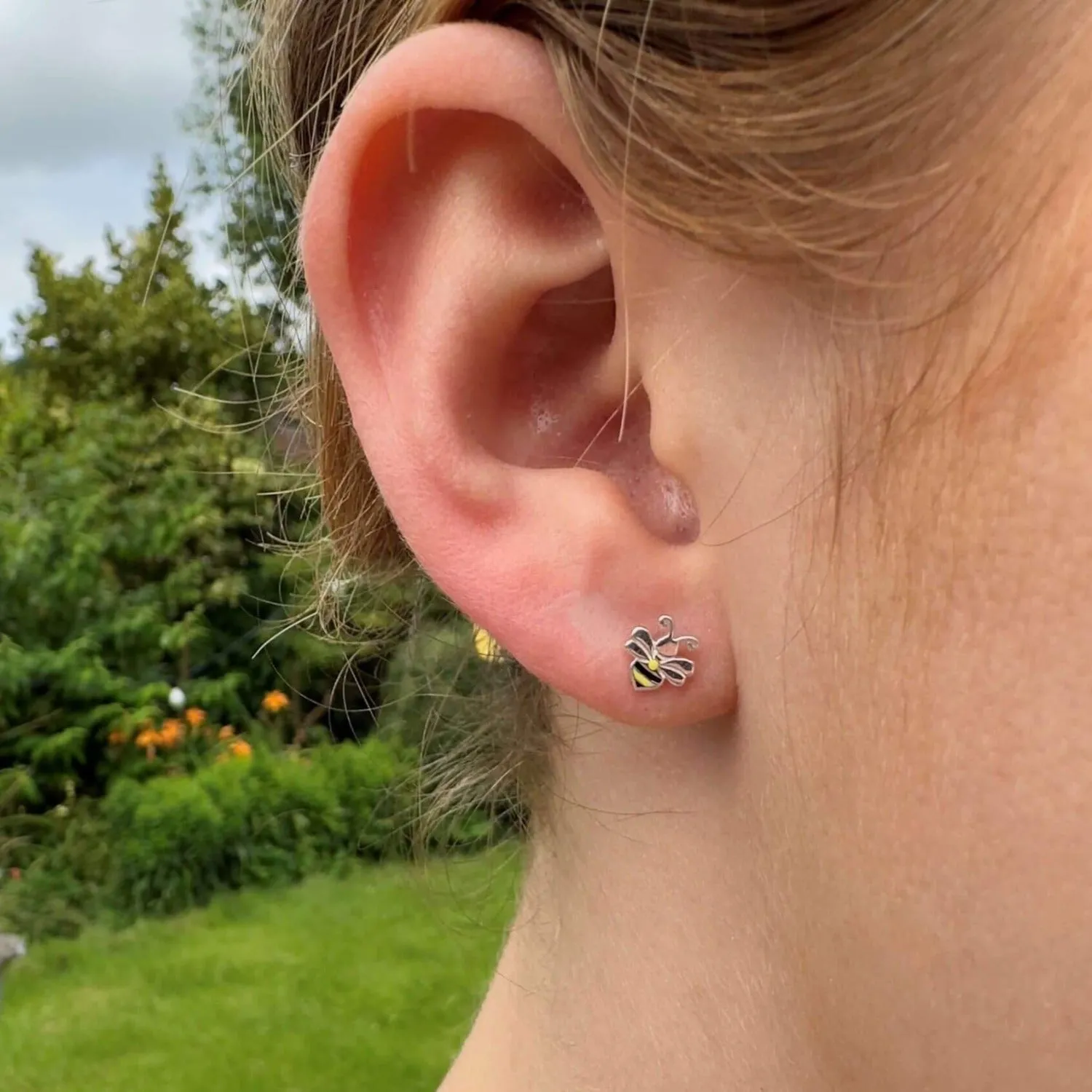 Enamel Bee Stud Earrings