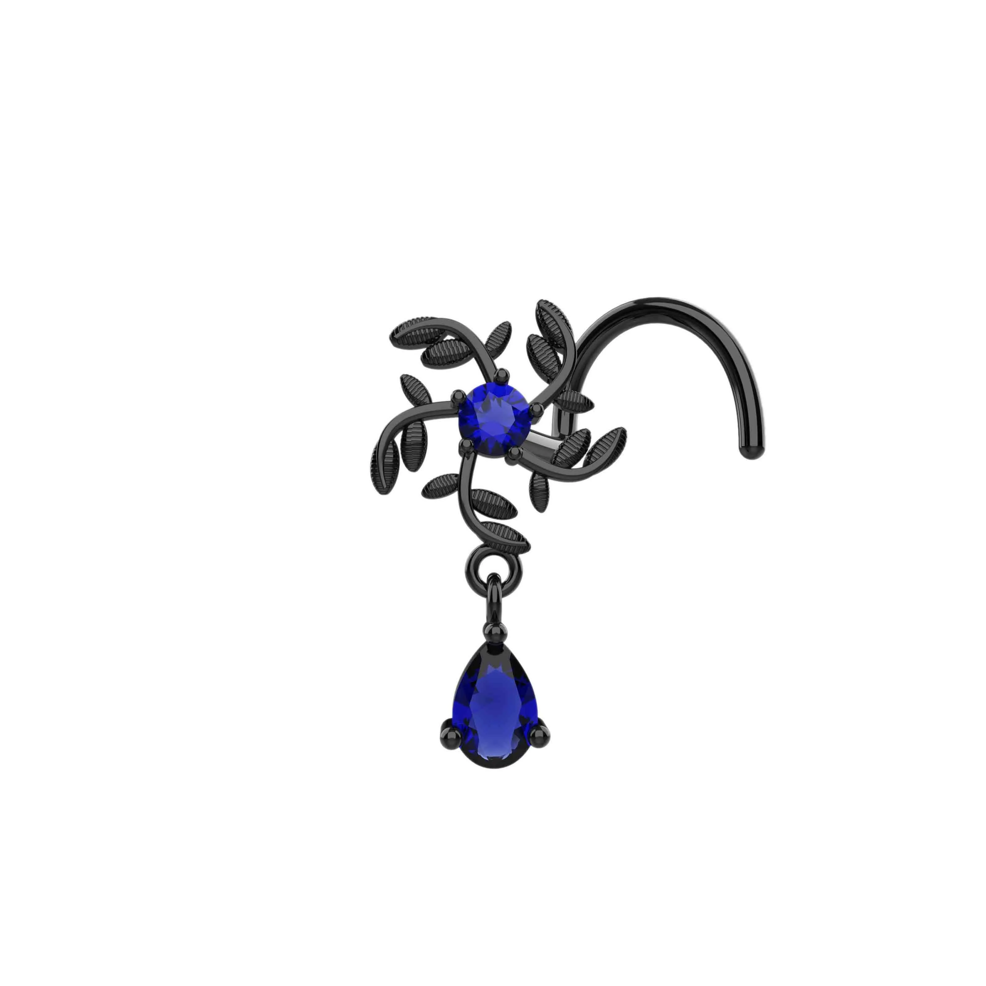 Floral Piercing Gold Dangle Nose Ring Stud – Stylish Nose Jewelry