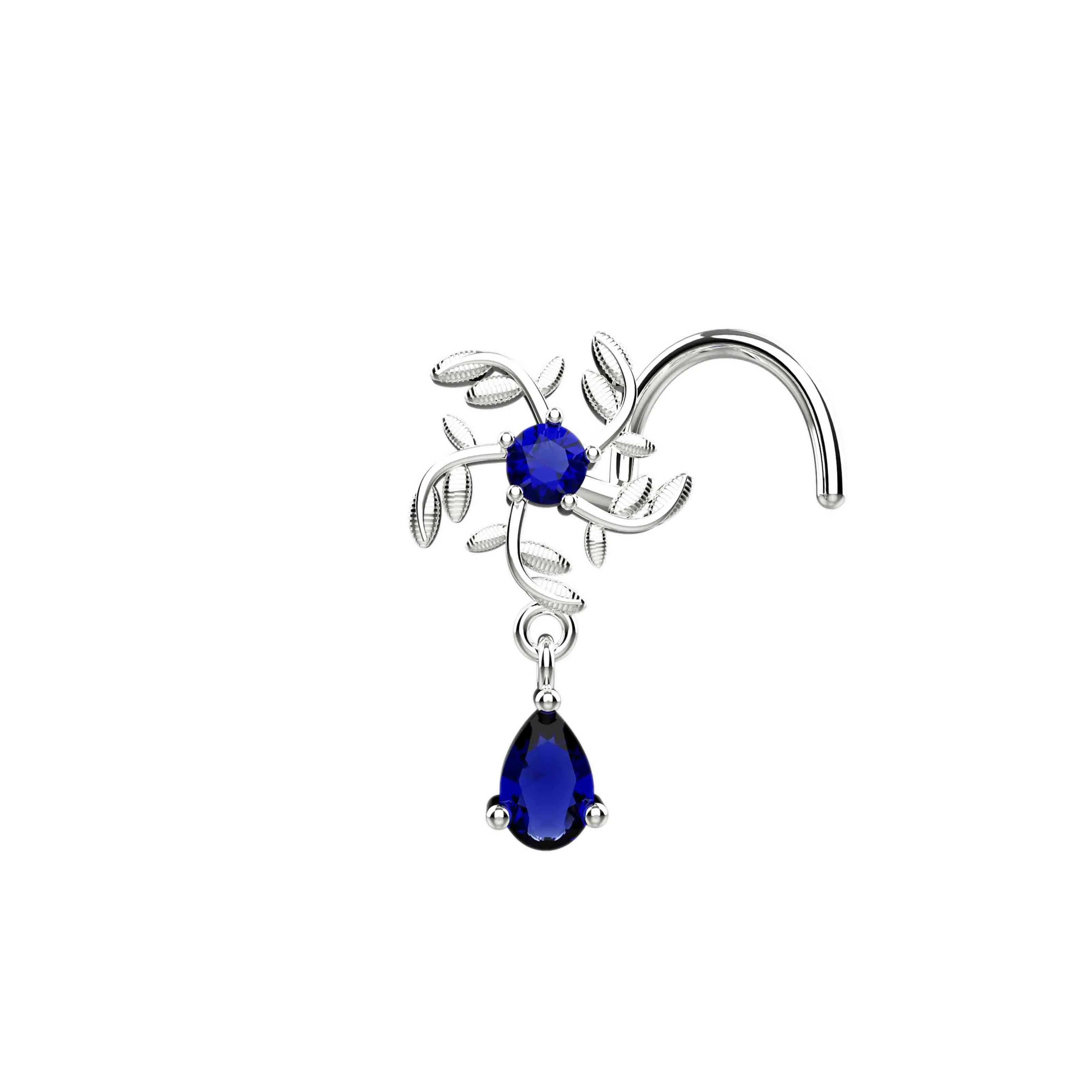 Floral Piercing Gold Dangle Nose Ring Stud – Stylish Nose Jewelry